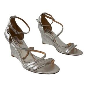 Badgley Mischka Womens Size 6.5 Melaney II Silver Wedge Dress Sandals